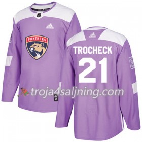 Florida Panthers tröja Vincent Trocheck 21 Adidas 2017-2018 Lila Fights Cancer Practice Authentic - NHL Tröjor Herr